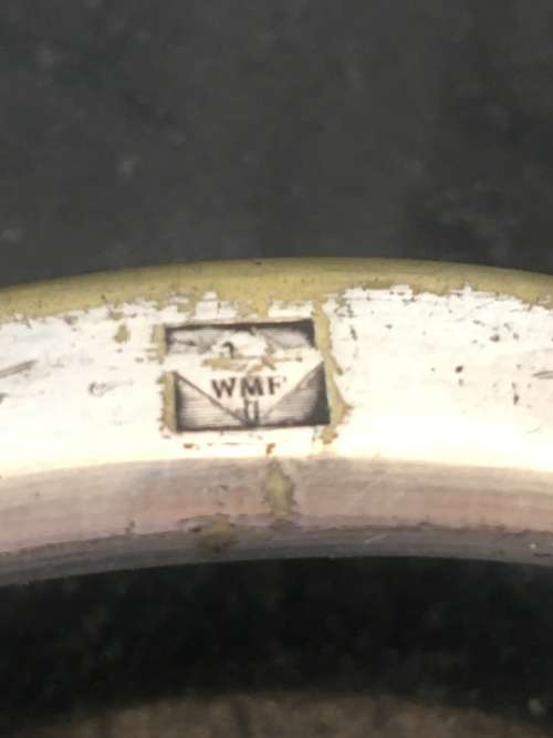Antique Silverplate WMF Württembergische Metallwarenfabrik Gallery Tray with painted Porcelain Inlay