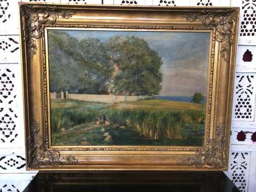 INVESTMENT ART !!! MICHAEL BANG-SØRENSEN (DANISH 1884 - 1961)- HOJERUP KIRKE, STEVNS KLINT, DENMARK