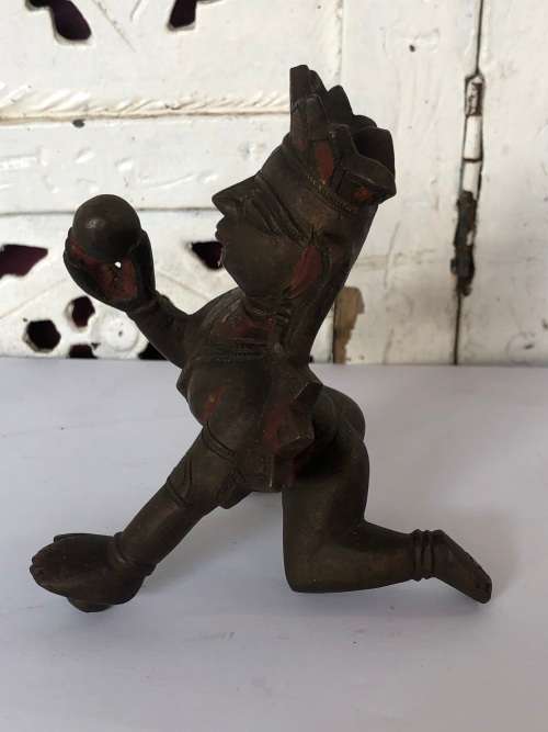 STUNNING ANTIQUE (ANCIENT) INDIAN BRONZE KINARI FIGURINE  WITH RED PAINTED FIELDS - VALUE R3000