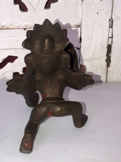STUNNING ANTIQUE (ANCIENT) INDIAN BRONZE KINARI FIGURINE  WITH RED PAINTED FIELDS - VALUE R3000