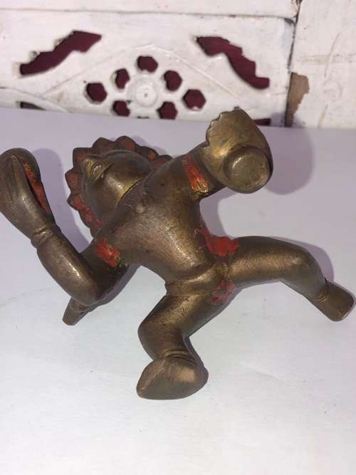 STUNNING ANTIQUE (ANCIENT) INDIAN BRONZE KINARI FIGURINE  WITH RED PAINTED FIELDS - VALUE R3000