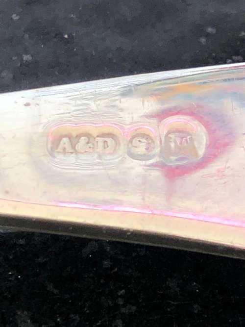 FANTASTIC VICTORIAN BOXED SET ANTIQUE ORNATE SILVER PLATE SERVING FORK & SPOON, HALLMARK, A&D c1893