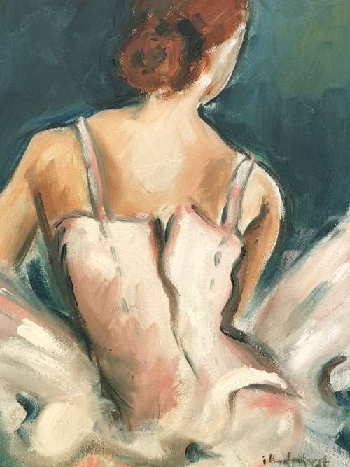 ILSE BADENHORST ( SA 20th C) STUNNING FRAMED OIL ON CANVAS BALLERINA PAINTING - UNFRAMED