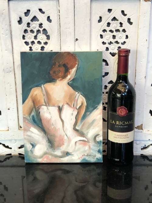 ILSE BADENHORST ( SA 20th C) STUNNING FRAMED OIL ON CANVAS BALLERINA PAINTING - UNFRAMED