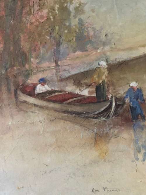 INVESTMENT ART  ESTE MOSTERT (1959- ) STUNNING FRAMED PASTEL ON PAPER - LADIES DRIFTING IN A BOAT