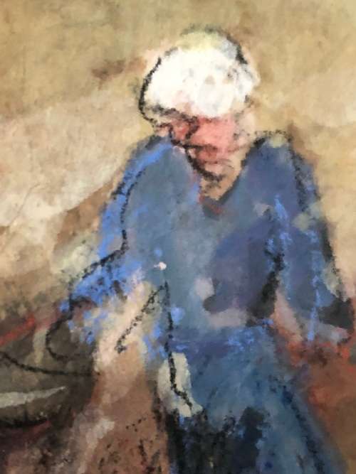 INVESTMENT ART  ESTE MOSTERT (1959- ) STUNNING FRAMED PASTEL ON PAPER - LADIES DRIFTING IN A BOAT
