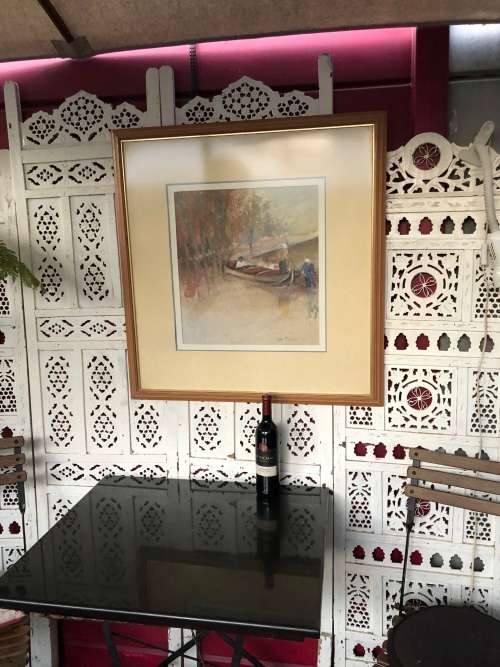 INVESTMENT ART  ESTE MOSTERT (1959- ) STUNNING FRAMED PASTEL ON PAPER - LADIES DRIFTING IN A BOAT
