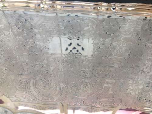 WOW !!! DETAILED LARGE TRAY BY BIRKS CANADA PRIMROSE PLATE E.P. COPPER B.M MOUNTS 082