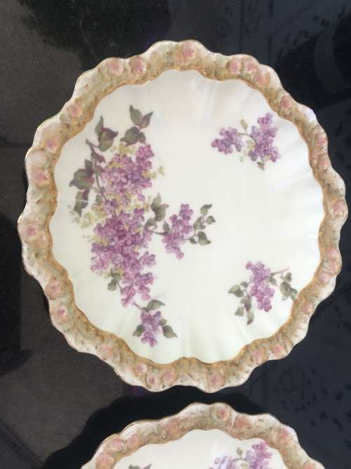 Antique A.Lanternier c1891-1914 `LIMOGES` France Marked Floral & Gold Gilt Hand Painted 22 cm Plates