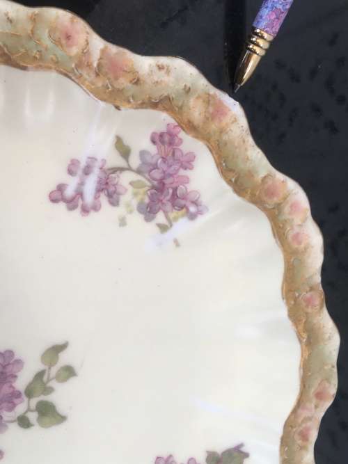 Antique A.Lanternier c1891-1914 `LIMOGES` France Marked Floral & Gold Gilt Hand Painted 22 cm Plates