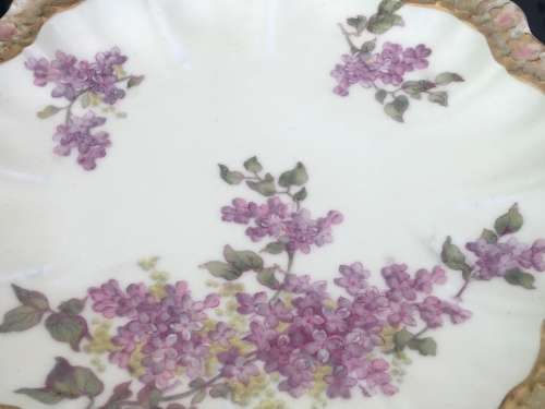 Antique A.Lanternier c1891-1914 `LIMOGES` France Marked Floral & Gold Gilt Hand Painted 22 cm Plates