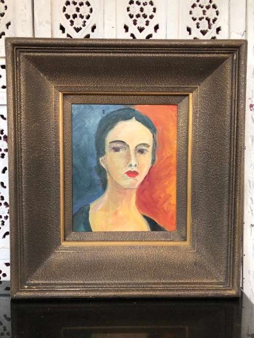 AMAZING HEAVILY FRAMED OIL ON BOARD PORTRAIT - SIGNED LANG