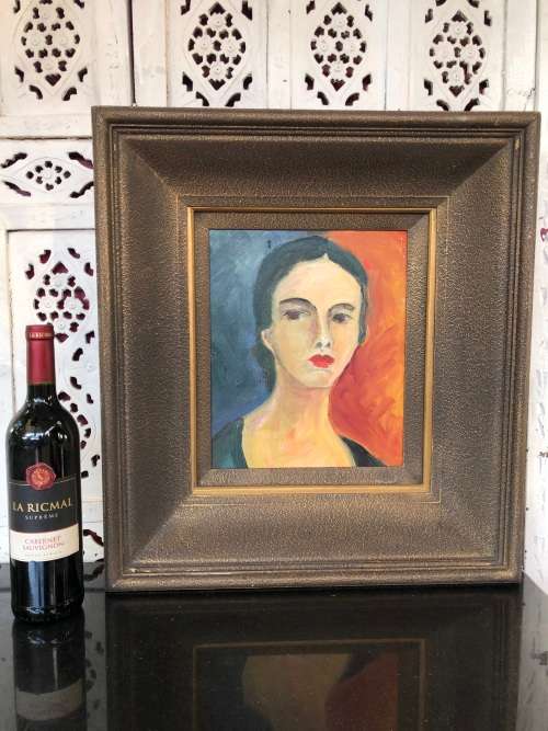 AMAZING HEAVILY FRAMED OIL ON BOARD PORTRAIT - SIGNED LANG