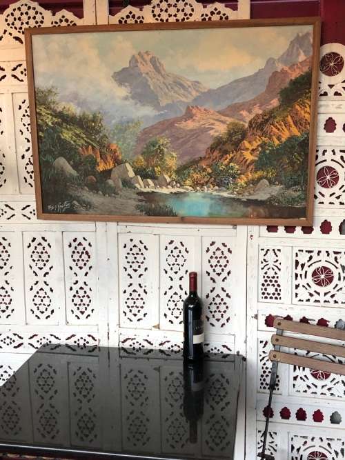 INVESTMENT ART !!! REG GRATTAN (SA 20th C) LARGE FRAMED OIL ON CANVAS LANDSCAPE PAINTING