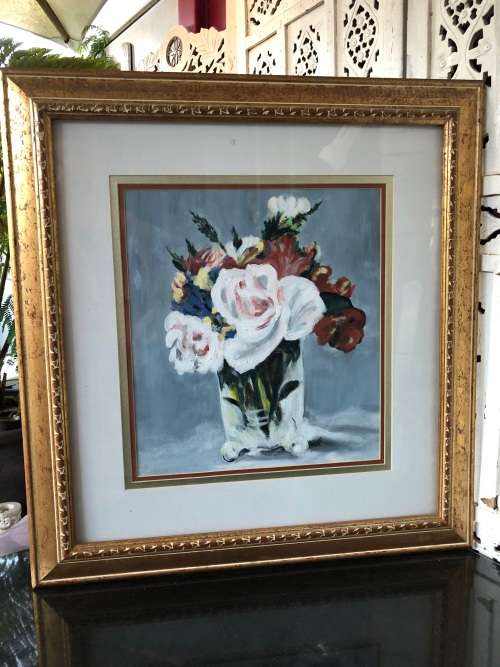 GORGEOUS FRAMED OIL PAINTING STILL LIFE OF FLOWERS SIGNED JOUBERT - STUNNING FRAME