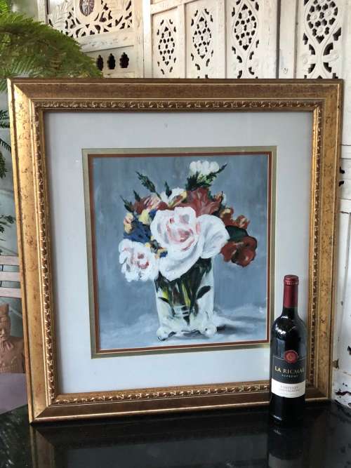 GORGEOUS FRAMED OIL PAINTING STILL LIFE OF FLOWERS SIGNED JOUBERT - STUNNING FRAME