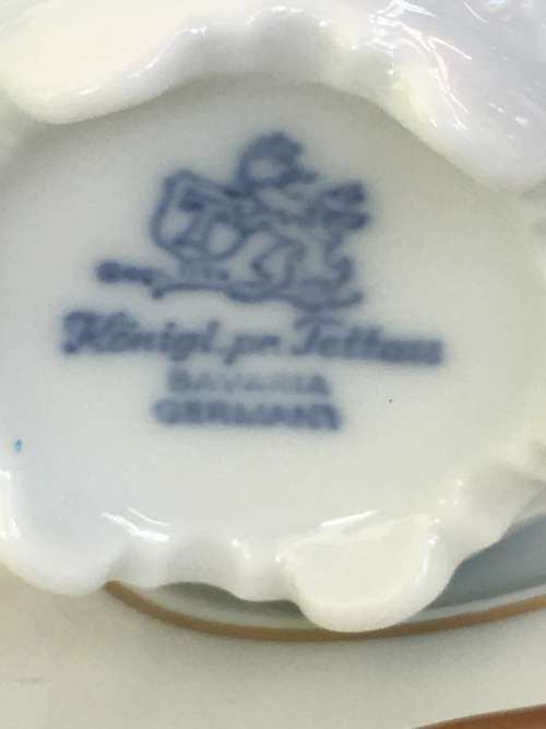 Rare Antique Konigl.pr Tettau Bavaria Germany, Demitasse White & Gold Raised Relief Cup & Saucer