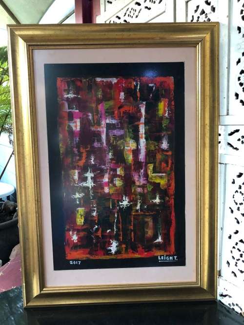 ABSOLUTELY STUNNING FRAMED HEAVY PALETTE OIL ON BOARD BY LEIGH THOMPSON - TITLED ON THE REAR