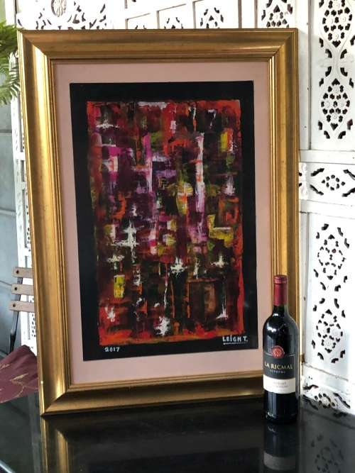 ABSOLUTELY STUNNING FRAMED HEAVY PALETTE OIL ON BOARD BY LEIGH THOMPSON - TITLED ON THE REAR