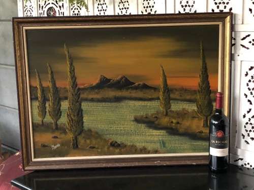 WOW !!! GORGEOUS P.KHUMALO OIL ON BOARD LANDSCAPE PAINTING - VINTAGE BEAUTY