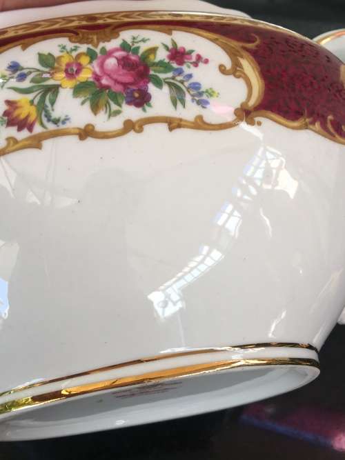 Classic Royal Albert "Lady Hamilton,Hampton Shape, Maroon & Gold, Floral Pattern Tea Pot 1Lt