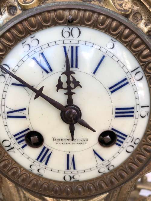 C-1880 ANTIQUE FRENCH ROCOCO BOUDIOR CLOCK BY A.D.MOUGIN - FIRED BRONZE - WORKING 100% WITH THE KEY