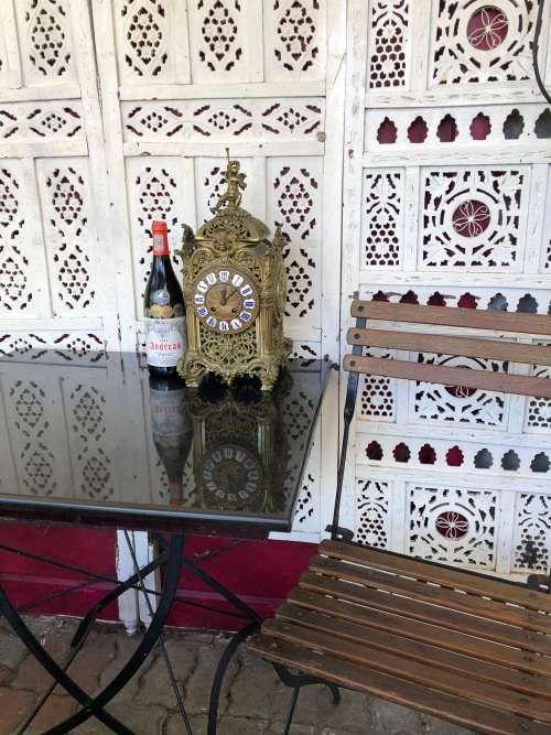 C-1855 JAPY FRERE LARGE FOUR SIDED ROCOCO BRONZE GILDED CHIMING MANTLE CLOCK - WORKING 100%