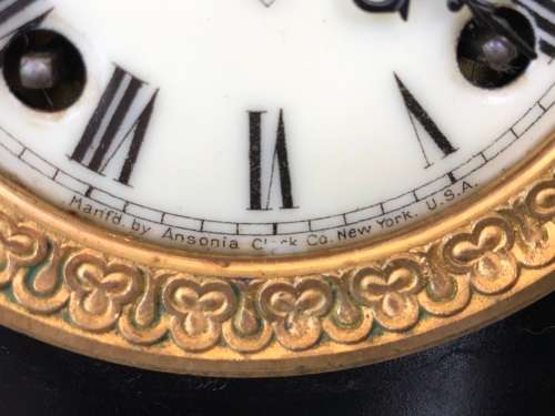 STUNNING ANSONIA CAST IRON MANTLE CLOCK WITH THE KEY WORKING 100% - TOTALLY REFURBISHED