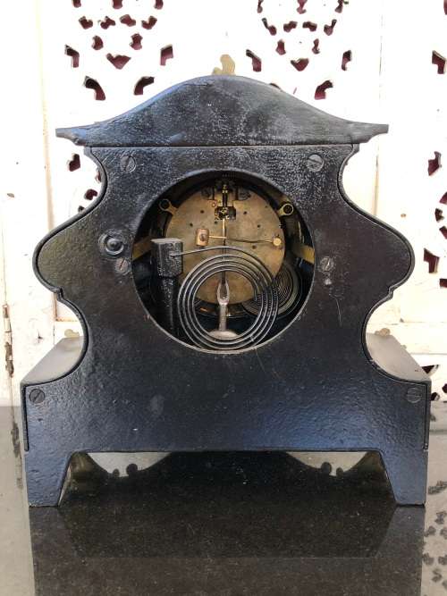 STUNNING ANSONIA CAST IRON MANTLE CLOCK WITH THE KEY WORKING 100% - TOTALLY REFURBISHED