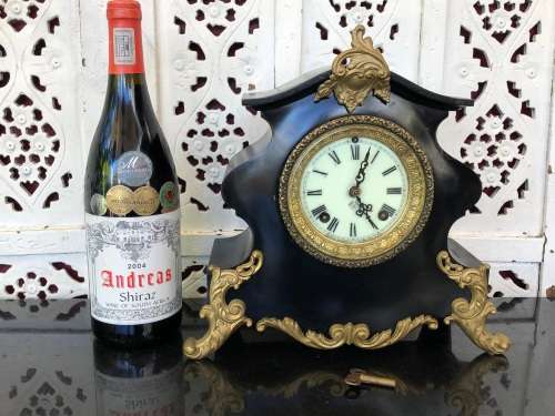STUNNING ANSONIA CAST IRON MANTLE CLOCK WITH THE KEY WORKING 100% - TOTALLY REFURBISHED