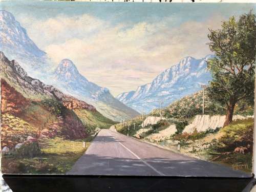 MATT FERREIRA (SA 20th CENTURY) GORGEOUS LARGE UNFRAMED OIL ON CANVAS - DU TOIT'S KLOOF