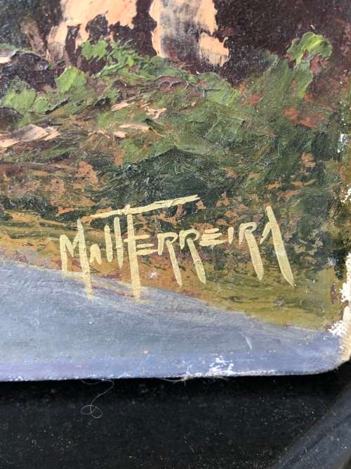 MATT FERREIRA (SA 20th CENTURY) GORGEOUS LARGE UNFRAMED OIL ON CANVAS - DU TOIT'S KLOOF