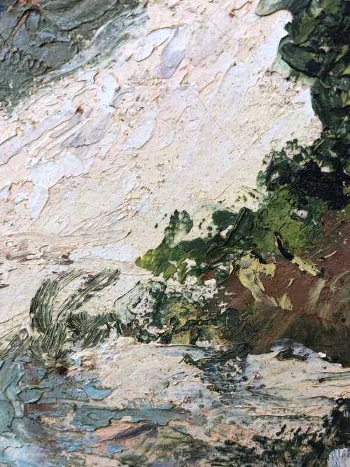 MATT FERREIRA (SA 20th CENTURY) GORGEOUS LARGE UNFRAMED OIL ON CANVAS - DU TOIT'S KLOOF