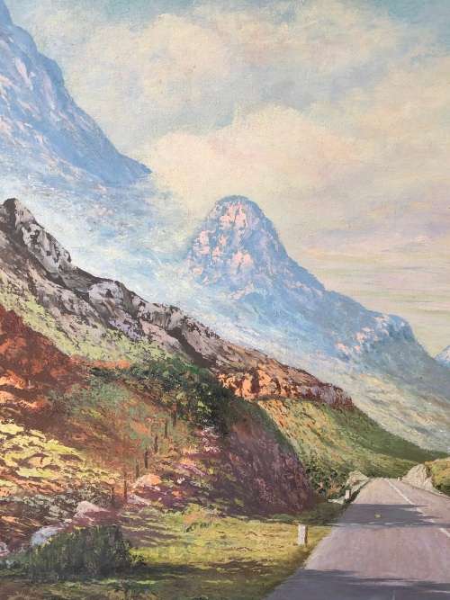 MATT FERREIRA (SA 20th CENTURY) GORGEOUS LARGE UNFRAMED OIL ON CANVAS - DU TOIT'S KLOOF