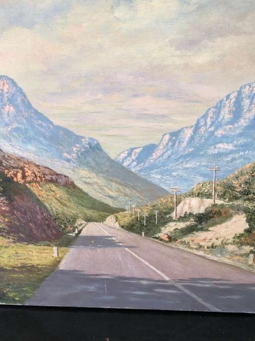 MATT FERREIRA (SA 20th CENTURY) GORGEOUS LARGE UNFRAMED OIL ON CANVAS - DU TOIT'S KLOOF