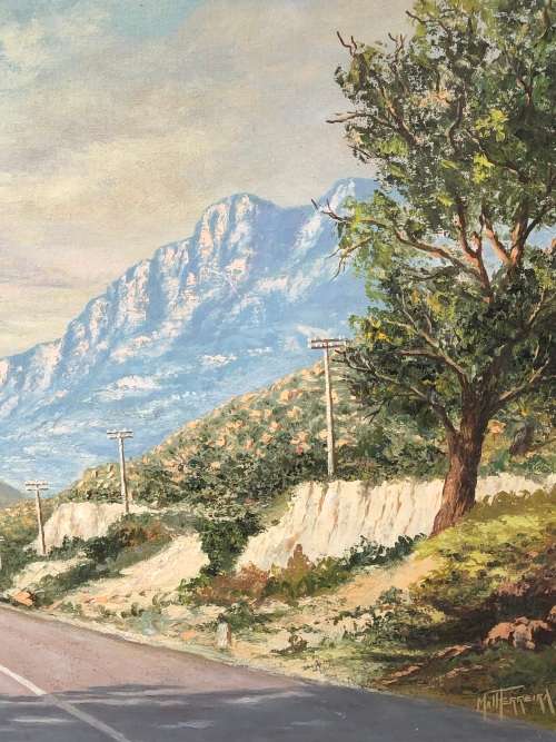 MATT FERREIRA (SA 20th CENTURY) GORGEOUS LARGE UNFRAMED OIL ON CANVAS - DU TOIT'S KLOOF
