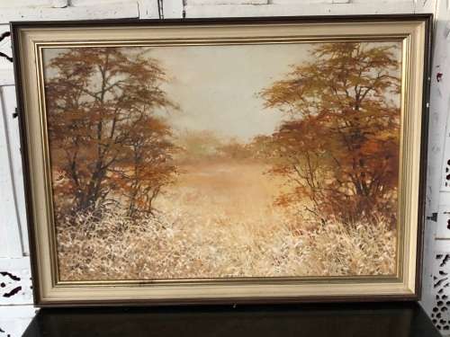 STUNNING FRAMED VINTAGE LANDSCAPE OIL ON BOARD PAINTING SIGNED BUTLER