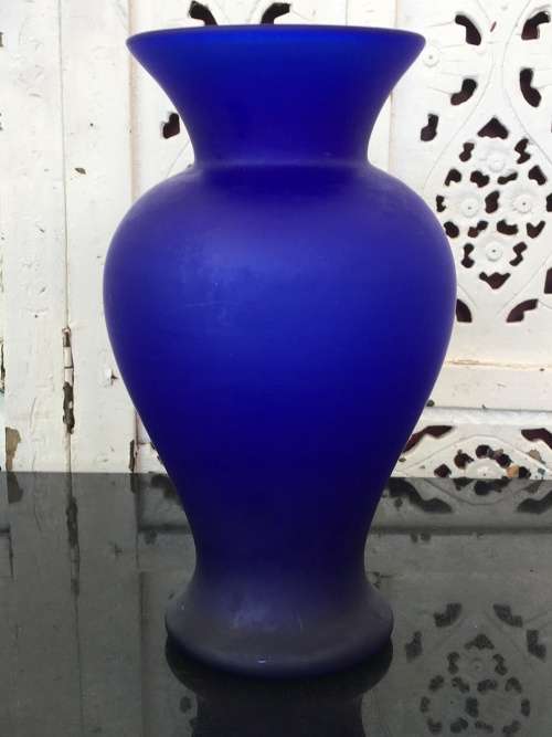 Vintage Matt Blue Glass Vase