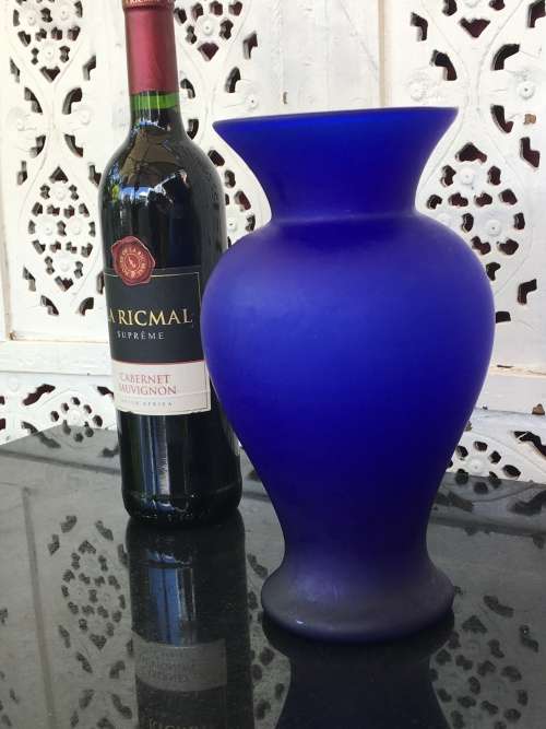 Vintage Matt Blue Glass Vase