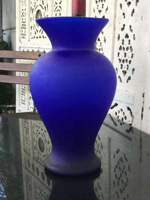 Vintage Matt Blue Glass Vase