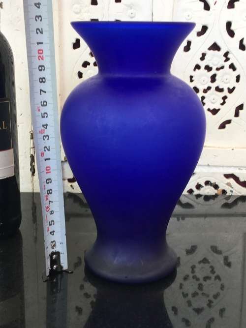 Vintage Matt Blue Glass Vase