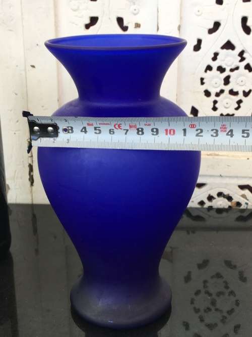 Vintage Matt Blue Glass Vase
