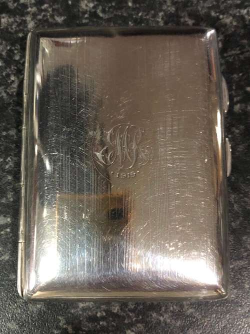 SAMUEL M LEVI - STERLING SILVER CIGARETTE CASE - BIRMINGHAM HALLMARKS DATED TO 1917 - WEIGHS 62.8g