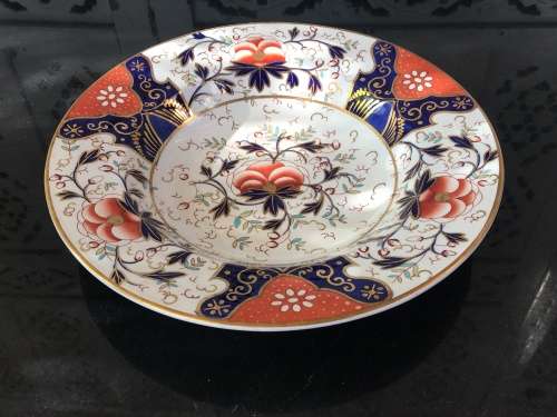 Large Ultra Rare 19 Century Royal Crown Impressed mark  Imari Deco Flat Bowl/Centre Piece.