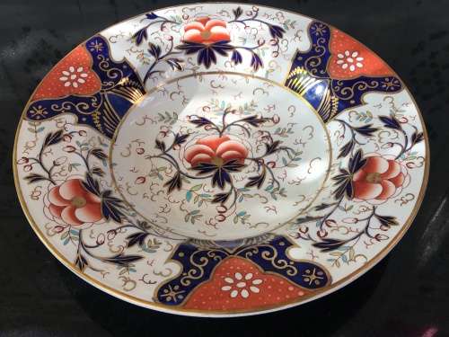 Large Ultra Rare 19 Century Royal Crown Impressed mark  Imari Deco Flat Bowl/Centre Piece.