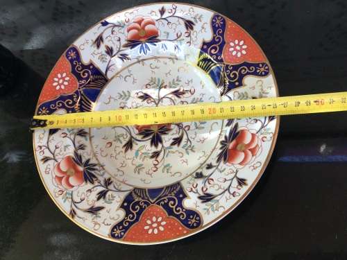 Large Ultra Rare 19 Century Royal Crown Impressed mark  Imari Deco Flat Bowl/Centre Piece.