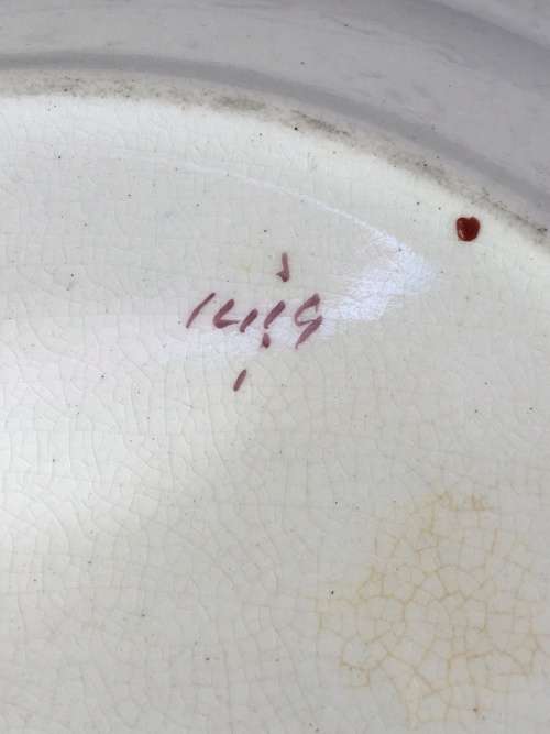 Large Ultra Rare 19 Century Royal Crown Impressed mark  Imari Deco Flat Bowl/Centre Piece.