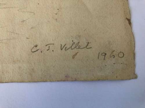 WOW !! CHARLES THEODORE VILLET ( 1896 - 1963) - STUNNING UNFRAMED WATERCOLOR PAINTING  - SIGNED
