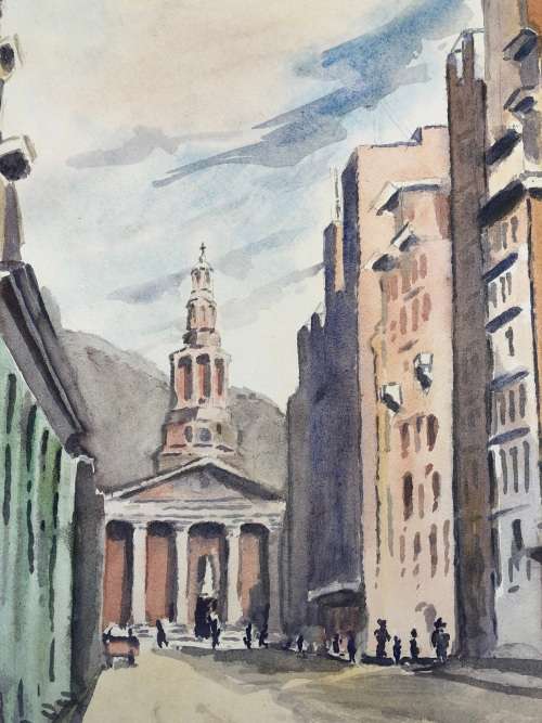 WOW !! CHARLES THEODORE VILLET ( 1896 - 1963) - STUNNING UNFRAMED WATERCOLOR PAINTING No 96 - SIGNED