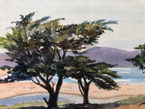WOW !! CHARLES THEODORE VILLET ( 1896 - 1963) - STUNNING UNFRAMED WATERCOLOR PAINTING No 70 - SIGNED